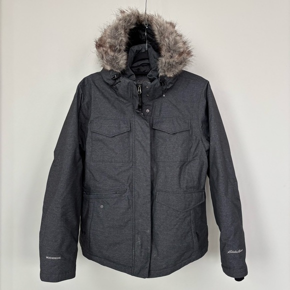 Eddie Bauer WeatherEdge Down Faux Fur Trim Hooded Jacket Size XL - Picture 1 of 8